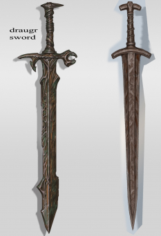 Draugr Sword concept art from The Elder Scrolls V: Skyrim by Adam Adamowicz