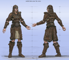 Studded Armor Female concept art from The Elder Scrolls V: Skyrim by Adam Adamowicz