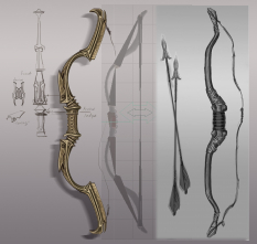 Dwemer Bow concept art from The Elder Scrolls V: Skyrim by Adam Adamowicz