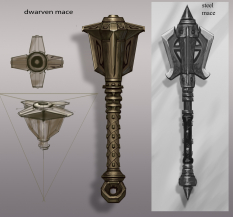 Dwemer Mace concept art from The Elder Scrolls V: Skyrim by Adam Adamowicz