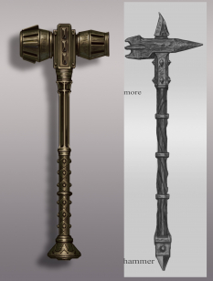 Dwemer War Hammer concept art from The Elder Scrolls V: Skyrim by Adam Adamowicz