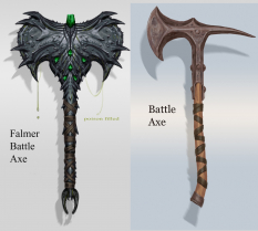 Falmer Battle Axe concept art from The Elder Scrolls V: Skyrim by Adam Adamowicz