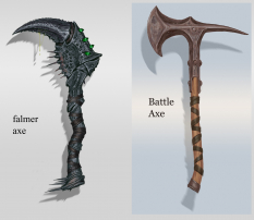 Falmer Hand Axe concept art from The Elder Scrolls V: Skyrim by Adam Adamowicz