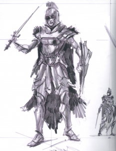 Imperial Armor Female Rough Sketch concept art from The Elder Scrolls V: Skyrim by Adam Adamowicz