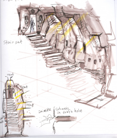 Stairs Rough Sketch concept art from The Elder Scrolls V: Skyrim by Adam Adamowicz