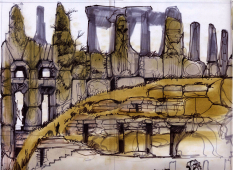 Stone Grass Ruins concept art from The Elder Scrolls V: Skyrim by Adam Adamowicz