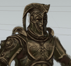 Dwemer Armor Portrait Male concept art from The Elder Scrolls V: Skyrim by Adam Adamowicz