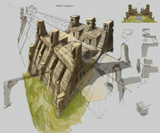 Wall Complex concept art from The Elder Scrolls V: Skyrim by Adam Adamowicz