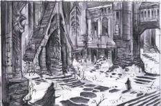 Windhelm Castle Rough Sketch concept art from The Elder Scrolls V: Skyrim by Adam Adamowicz