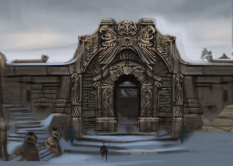 Windhelm Gate concept art from The Elder Scrolls V: Skyrim by Adam Adamowicz