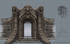 Windhelm Gate concept art from The Elder Scrolls V: Skyrim by Adam Adamowicz
