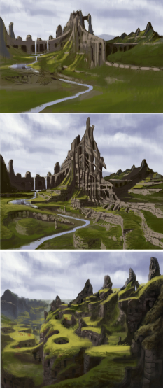 Ruins Sketches concept art from The Elder Scrolls V: Skyrim by Adam Adamowicz
