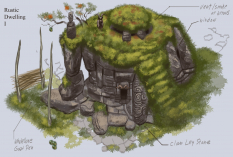 Rustic Stone Dwelling concept art from The Elder Scrolls V: Skyrim by Adam Adamowicz