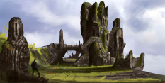 Rustic Stone Tower concept art from The Elder Scrolls V: Skyrim by Adam Adamowicz