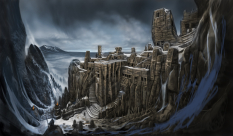 High Hrothgar Rough Sketch concept art from The Elder Scrolls V: Skyrim by Adam Adamowicz