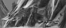 High Hrothgar Rough Sketch concept art from The Elder Scrolls V: Skyrim by Adam Adamowicz