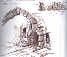 Column Door Rough Sketch concept art from The Elder Scrolls V: Skyrim by Adam Adamowicz