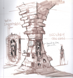 Column Rough Sketch concept art from The Elder Scrolls V: Skyrim by Adam Adamowicz
