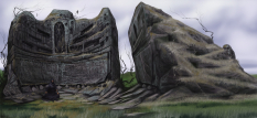 Dragon Wall concept art from The Elder Scrolls V: Skyrim by Adam Adamowicz