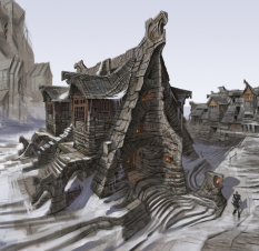 Base Dwelling concept art from The Elder Scrolls V: Skyrim by Adam Adamowicz