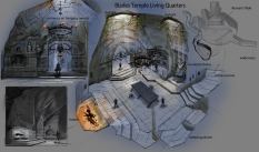 Blades Living Quarters concept art from The Elder Scrolls V: Skyrim by Adam Adamowicz