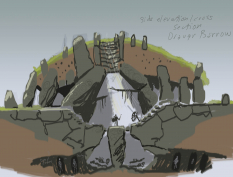 Barrow Rough Sketch Side concept art from The Elder Scrolls V: Skyrim by Adam Adamowicz