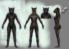 Werewolf Female Front Back concept art from The Elder Scrolls V: Skyrim by Adam Adamowicz