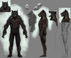 Werewolf Male Front Back concept art from The Elder Scrolls V: Skyrim by Adam Adamowicz