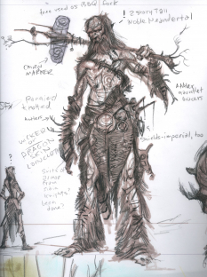 Giant Body Sketch concept art from The Elder Scrolls V: Skyrim by Adam Adamowicz