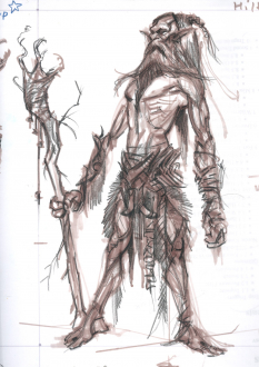 Giant Body Sketch concept art from The Elder Scrolls V: Skyrim by Adam Adamowicz