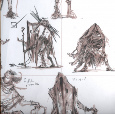 Beggar Rough Sketch concept art from The Elder Scrolls V: Skyrim by Adam Adamowicz