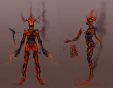 Flame Atronach concept art from The Elder Scrolls V: Skyrim by Adam Adamowicz
