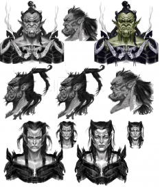 Ork Faces concept art from The Elder Scrolls V: Skyrim by Adam Adamowicz
