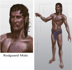 Redguard Male concept art from The Elder Scrolls V: Skyrim by Adam Adamowicz