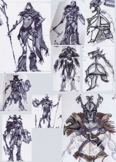 Nord Rough Sketches concept art from The Elder Scrolls V: Skyrim by Adam Adamowicz