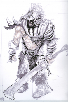 Unfinished Nord Sketch concept art from The Elder Scrolls V: Skyrim by Adam Adamowicz
