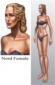 Nord Female concept art from The Elder Scrolls V: Skyrim by Adam Adamowicz