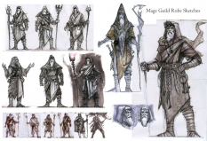 Concept art of Male Mage Robes Sketches from The Elder Scrolls V: Skyrim by Ray Lederer