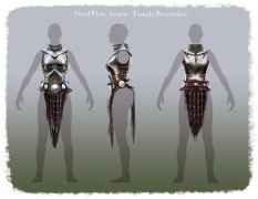 Concept art of Female Nord Plate Armor from The Elder Scrolls V: Skyrim by Ray Lederer