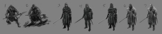 Concept art of Male Bandit Variations from The Elder Scrolls V: Skyrim by Ray Lederer