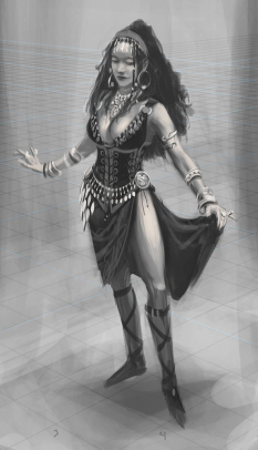 Concept art of Dancer from The Elder Scrolls V: Skyrim by Ray Lederer