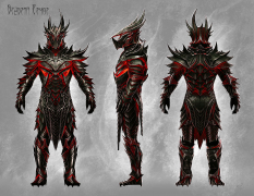 Concept art of Daedric Armor from The Elder Scrolls V: Skyrim by Ray Lederer