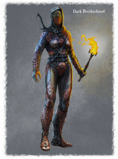 Concept art of Dark Brotherhood Female Armor from The Elder Scrolls V: Skyrim by Ray Lederer