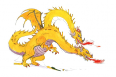 Concept art of 2 Headed Dragon from the video game Final Fantasy Iii by Yoshitaka Amano