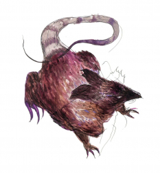 Concept art of Giant Rat from the video game Final Fantasy Iii by Yoshitaka Amano