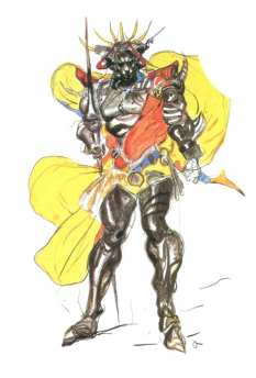 Concept art of Guardian from the video game Final Fantasy Iii by Yoshitaka Amano