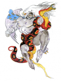 Concept art of Gutsco from the video game Final Fantasy Iii by Yoshitaka Amano