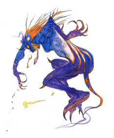 Concept art of Unei Clone from the video game Final Fantasy Iii by Yoshitaka Amano