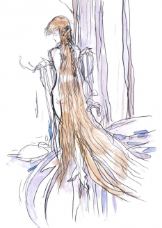 Concept art of Aria Benett from the video game Final Fantasy Iii by Yoshitaka Amano