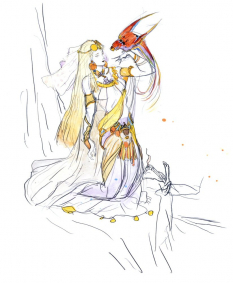 Concept art of Unei Alternate Version from the video game Final Fantasy Iii by Yoshitaka Amano